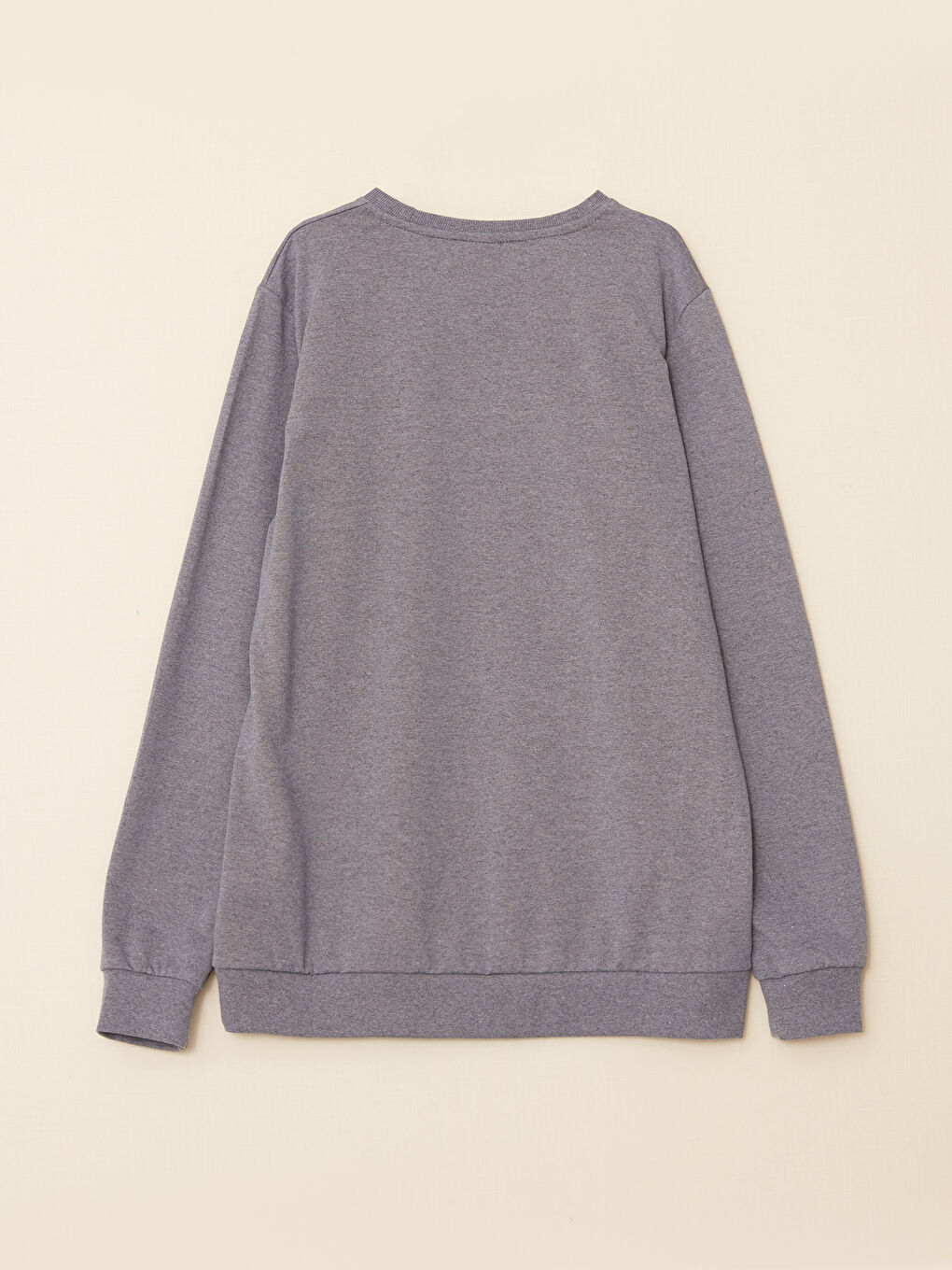 Gri Bisiklet Yaka Basic Uzun Kollu Erkek Çocuk Tişört-1