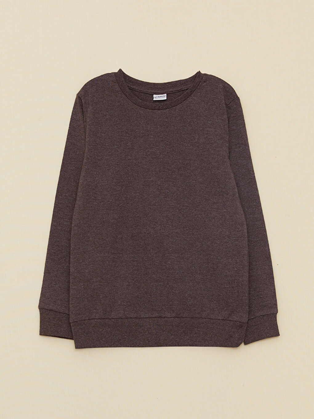 Kahverengi Bisiklet Yaka Basic Uzun Kollu Erkek Çocuk Tişört