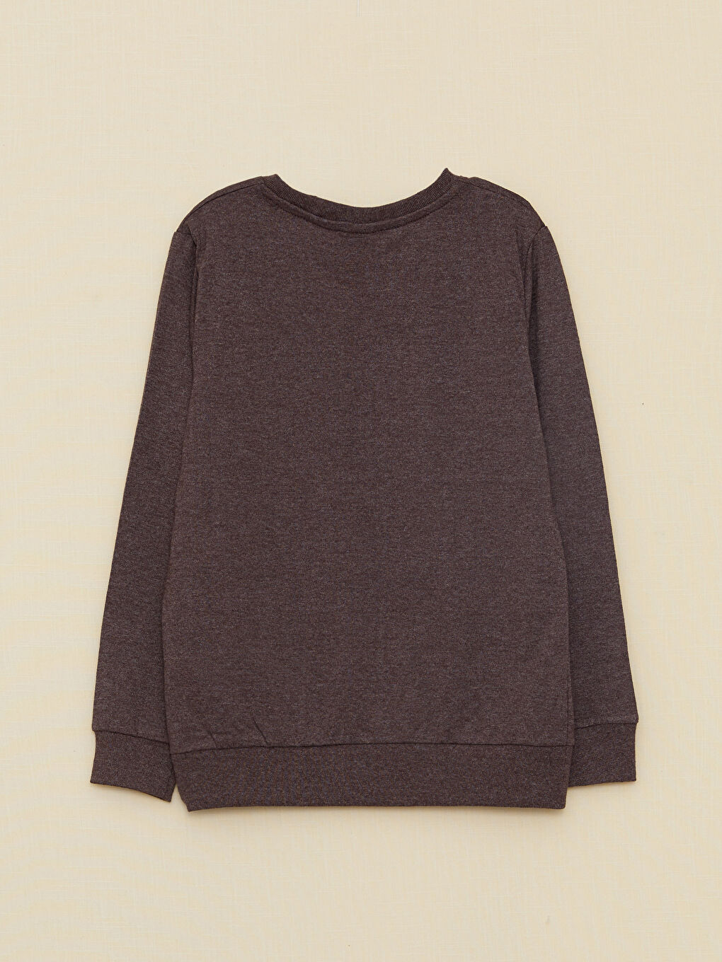 Kahverengi Bisiklet Yaka Basic Uzun Kollu Erkek Çocuk Tişört-1