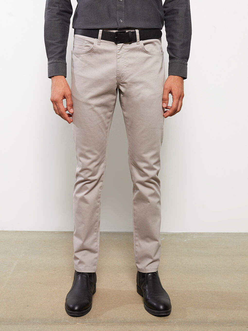 SOUTHBLUE Gri Slim Fit Gabardin Erkek Pantolon - 2