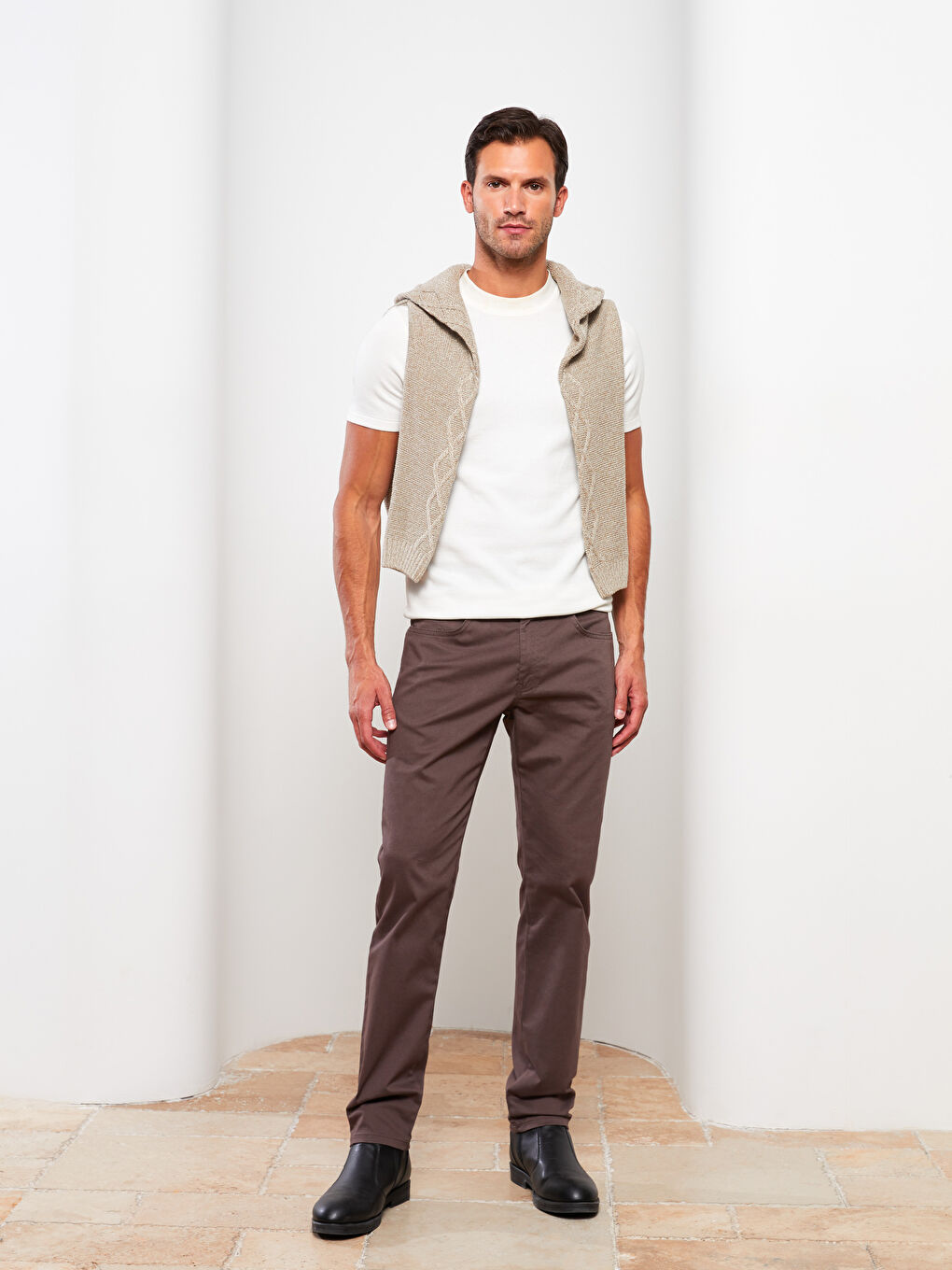 SOUTHBLUE Kahverengi Slim Fit Gabardin Erkek Pantolon - 1