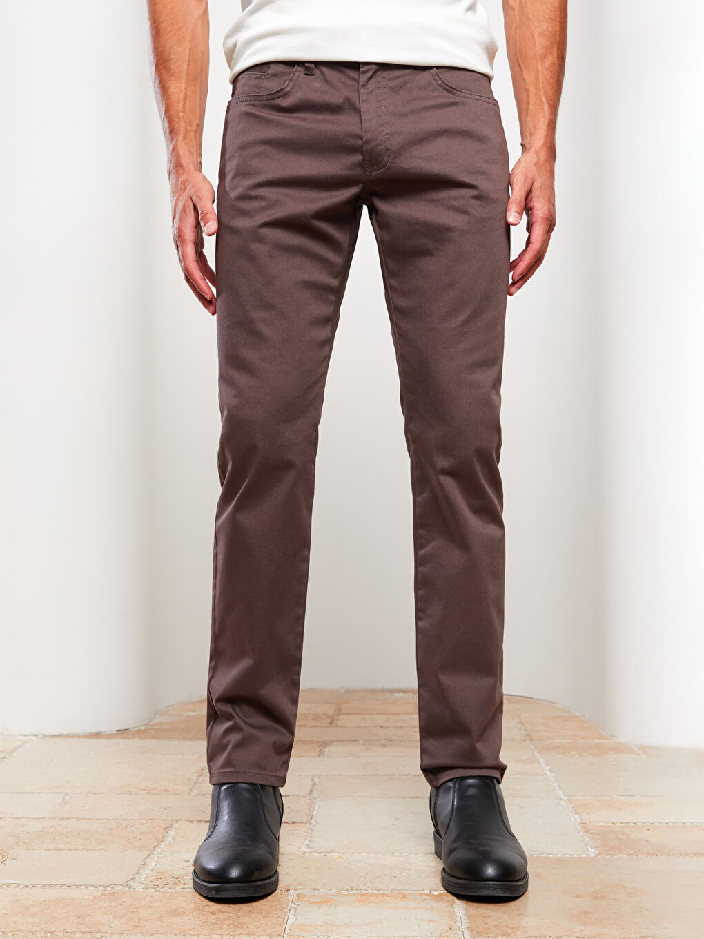 SOUTHBLUE Kahverengi Slim Fit Gabardin Erkek Pantolon - 3