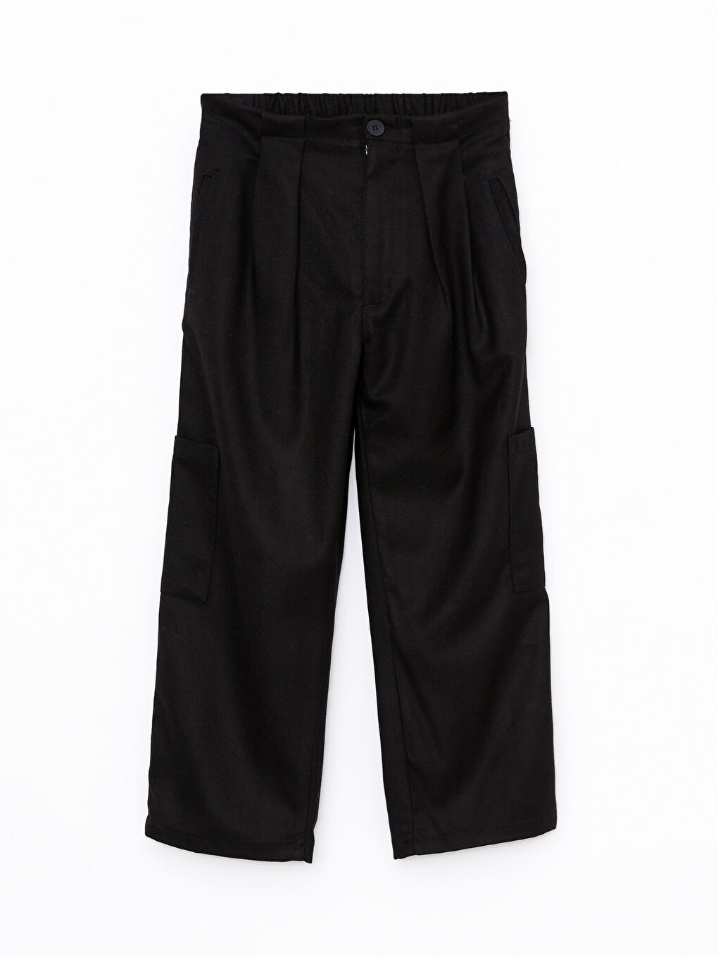 Elastic Waist Basic Gabardine Girls Cargo Pants-2