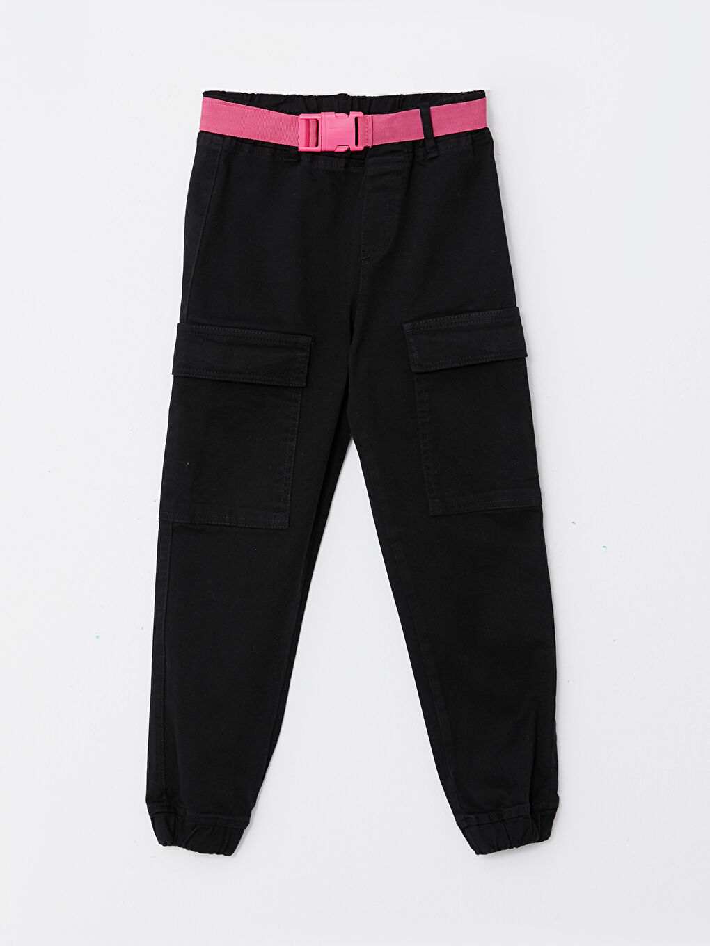 LCW Kids Beli Lastikli Basic Gabardin Kız Çocuk Kargo Pantolon ve Kemer -W2FK43Z4-CVL