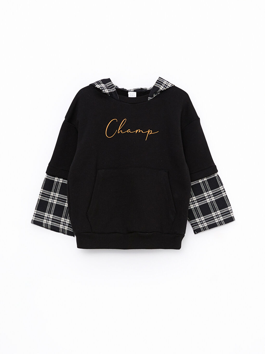 Siyah Kapüşonlu Uzun Kollu Baskılı Erkek Bebek Sweatshirt ve Pantolon 2'li Takım-3