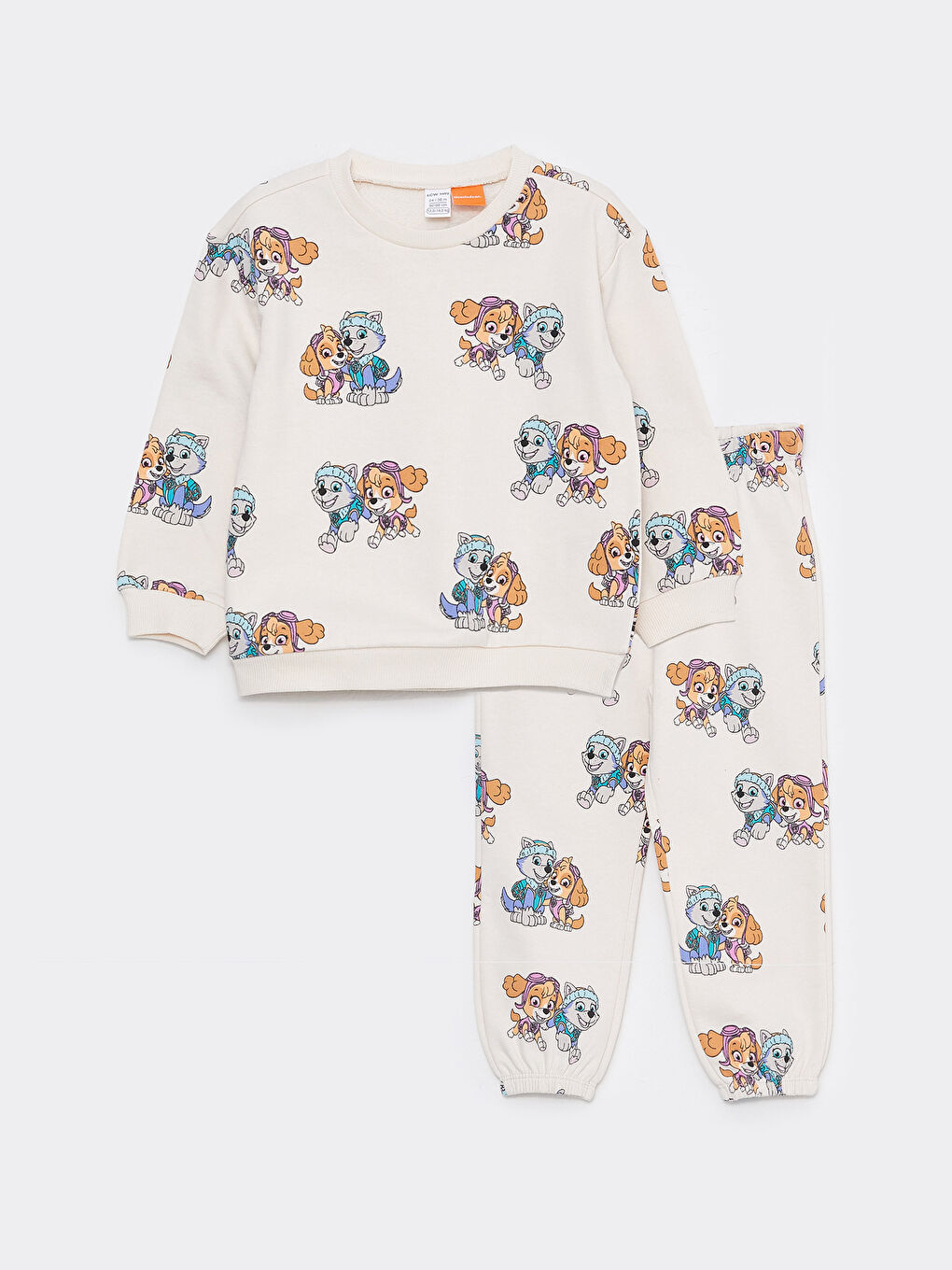 Ekru Bisiklet Yaka Uzun Kollu Paw Petrol Kız Bebek 2'li Takım-9