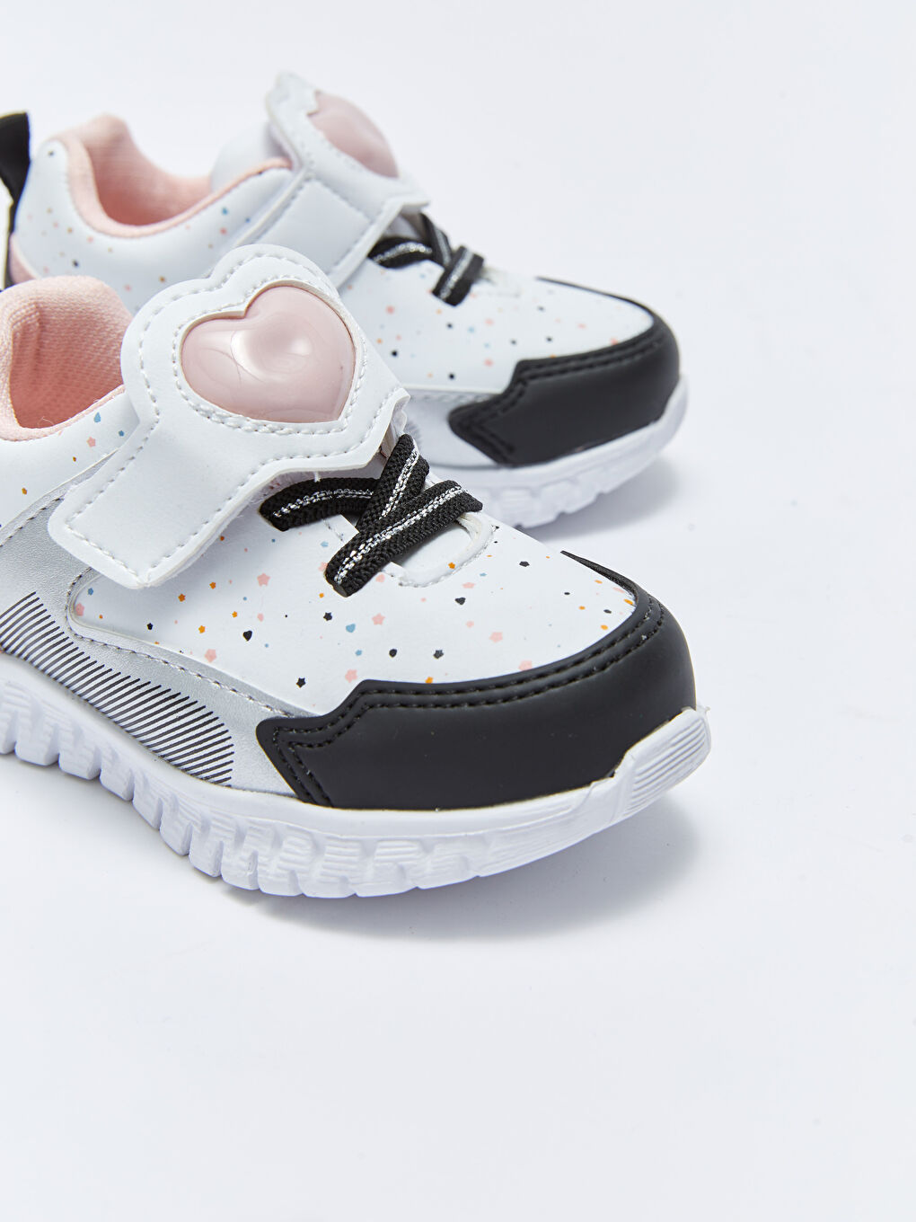Beyaz Cırt Cırtlı Baskılı Işıklı Kız Bebek Spor Ayakkabı-3