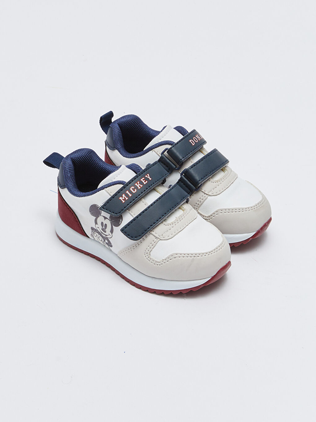 Beyaz Mickey ve Arkadaşları Baskılı Cırt Cırtlı Erkek Bebek Spor Ayakkabı.