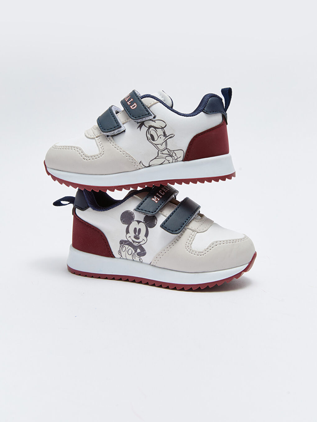 Beyaz Mickey ve Arkadaşları Baskılı Cırt Cırtlı Erkek Bebek Spor Ayakkabı.-1