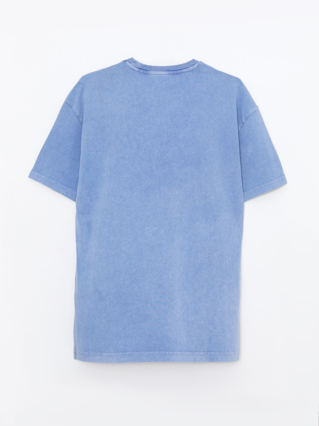 Lila Oversize Bisiklet Yaka Kısa Kollu Baskılı Penye Erkek Tişört-6