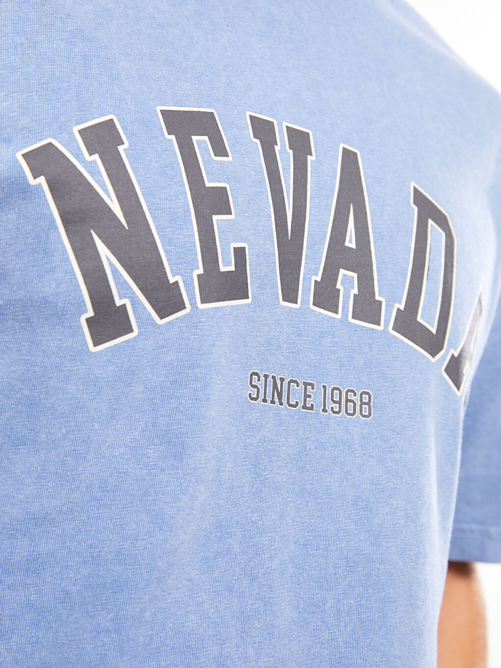 Lila Oversize Bisiklet Yaka Kısa Kollu Baskılı Penye Erkek Tişört-3