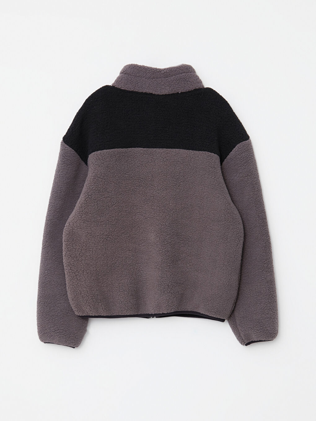 Antrasit Dik Yaka Uzun Kollu Kadın Polar Hırka-6