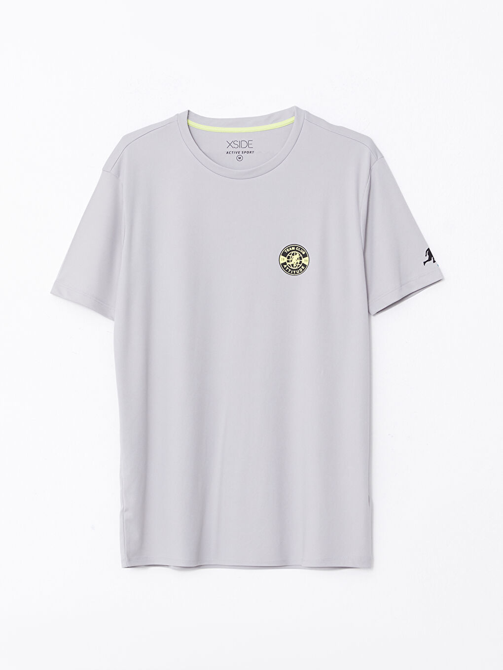 Gri Bisiklet Yaka Kısa Kollu Erkek Spor Tişört-4