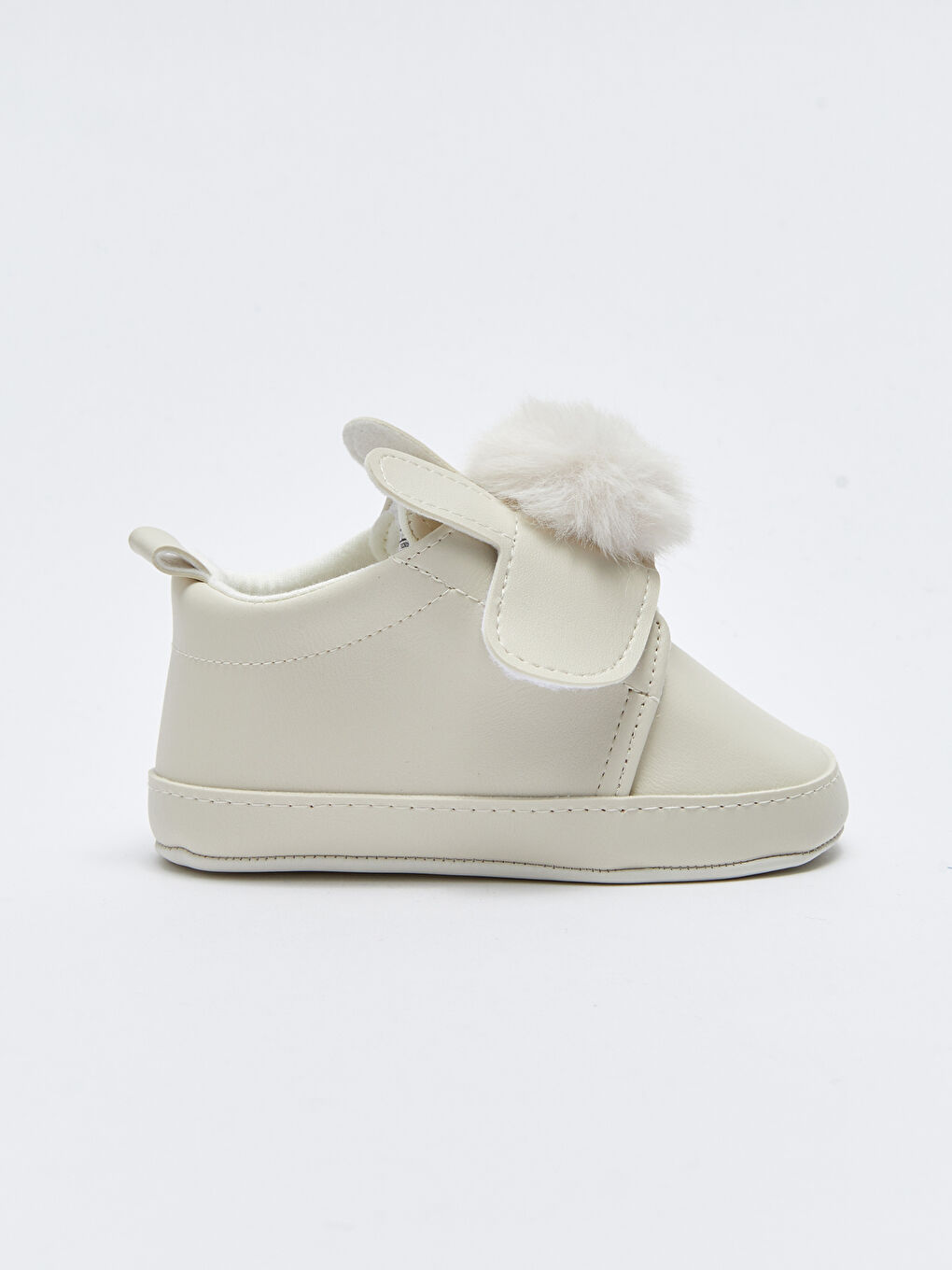 Bej Cırt Cırtlı Ponponlu Kız Bebek Yürüme Öncesi Ayakkabı-2