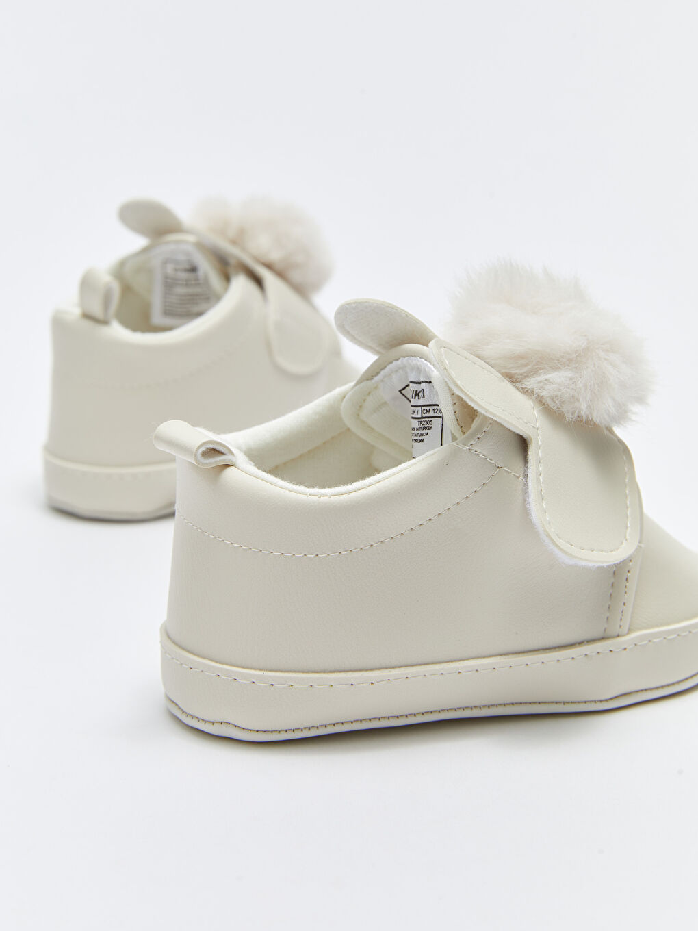 Bej Cırt Cırtlı Ponponlu Kız Bebek Yürüme Öncesi Ayakkabı-5