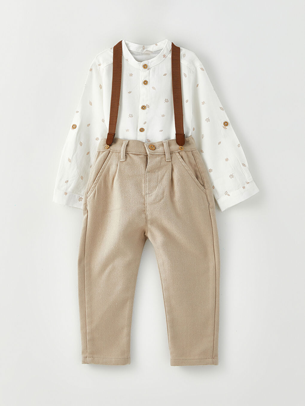 LCW baby Grandad Collar Long Sleeve Printed Baby Boy 3-Piece Suit -W2FL24Z1-LU7