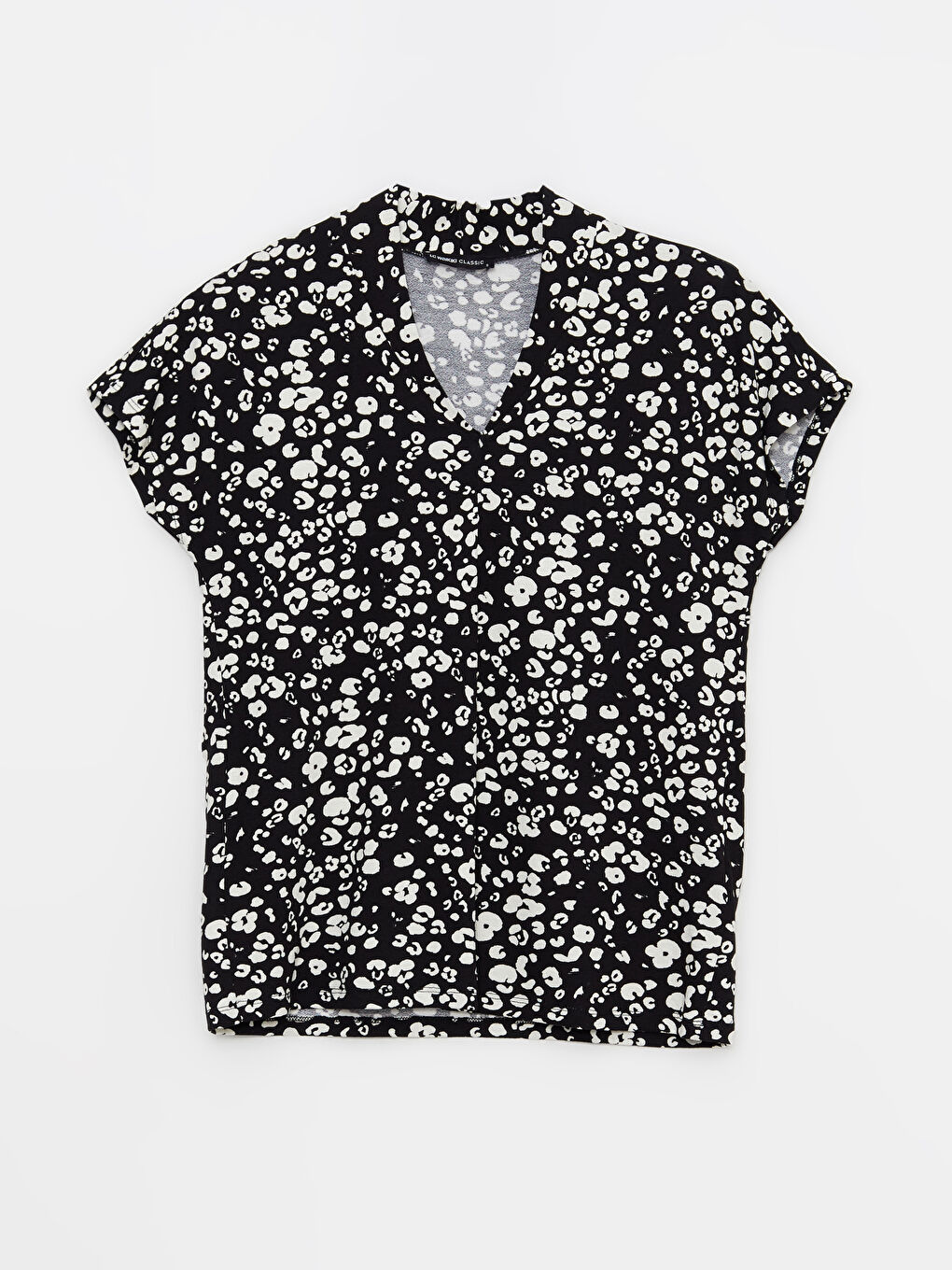 Tricou pentru Femei cu Mânecă Scurtă și Model, Decolteu în V-4