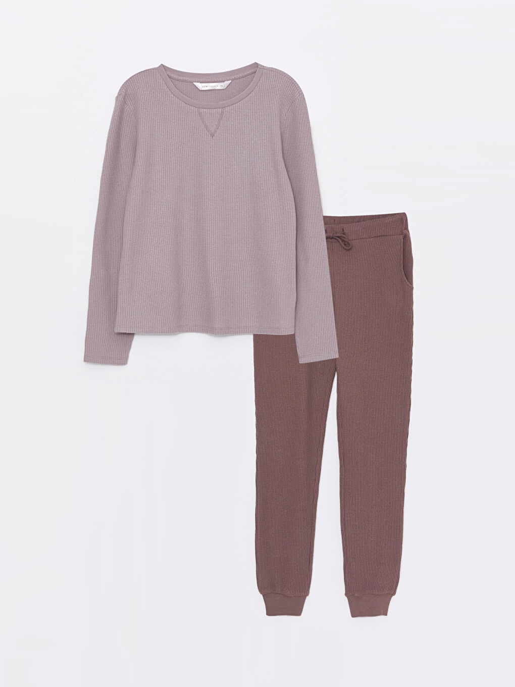 Mürdüm Bisiklet Yaka Düz Uzun Kollu Kadın Pijama Takımı-5