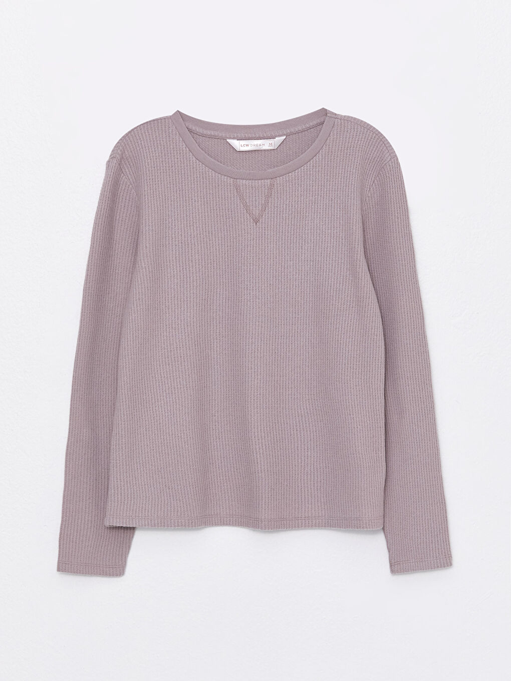 Mürdüm Bisiklet Yaka Düz Uzun Kollu Kadın Pijama Takımı-6