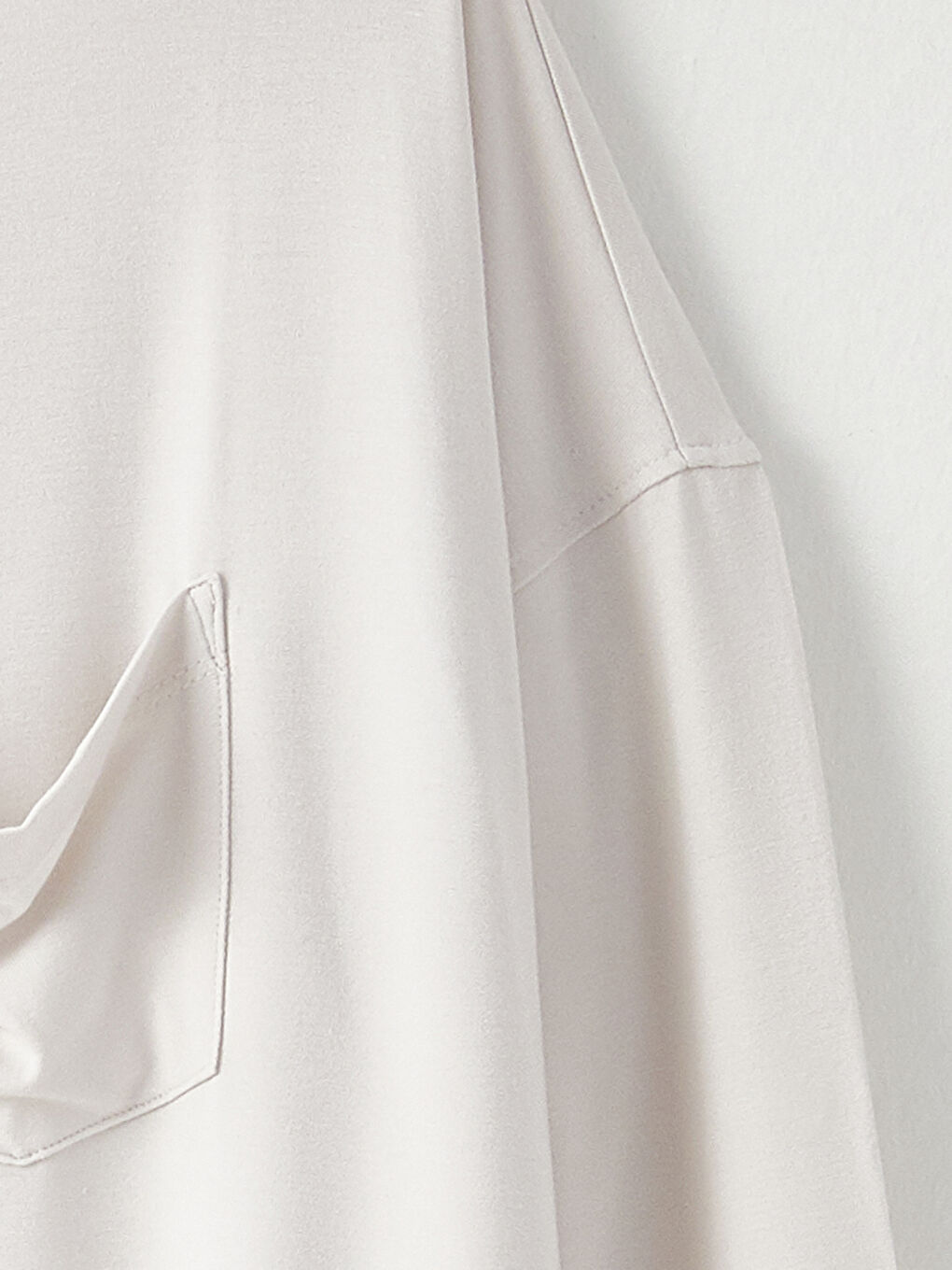 Gri Bisiklet Yaka Düz Uzun Kollu Kadın Pijama Üst-7