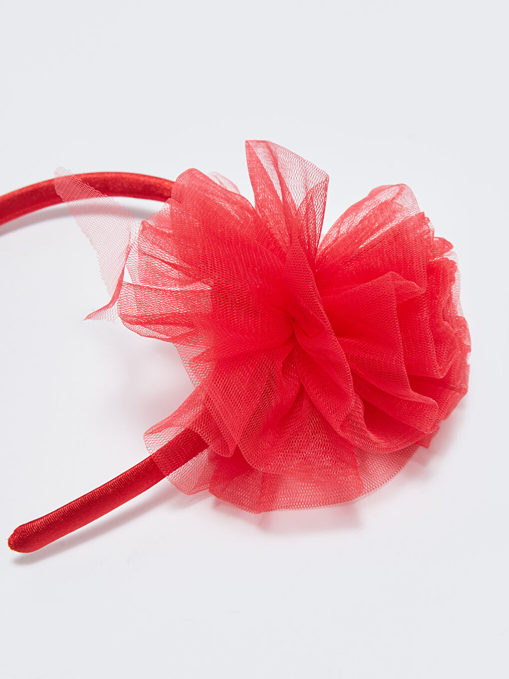 Kırmızı 3 Boyutlu Tül Detaylı Kız Çocuk Taç-1