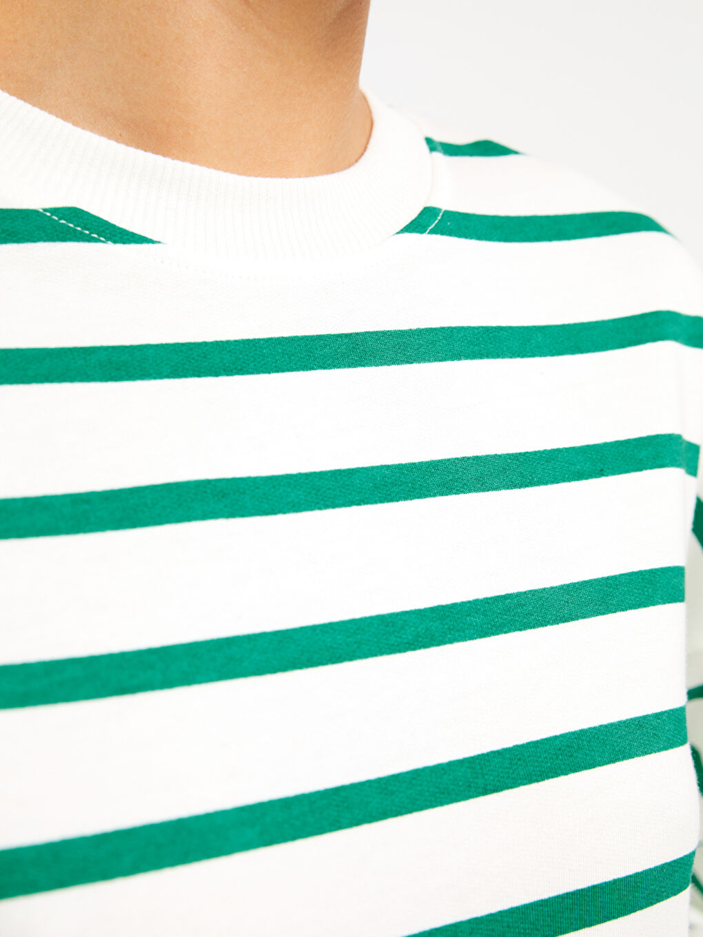 Yeşil Çizgili Oversize Kadın Sweatshirt Tunik-3