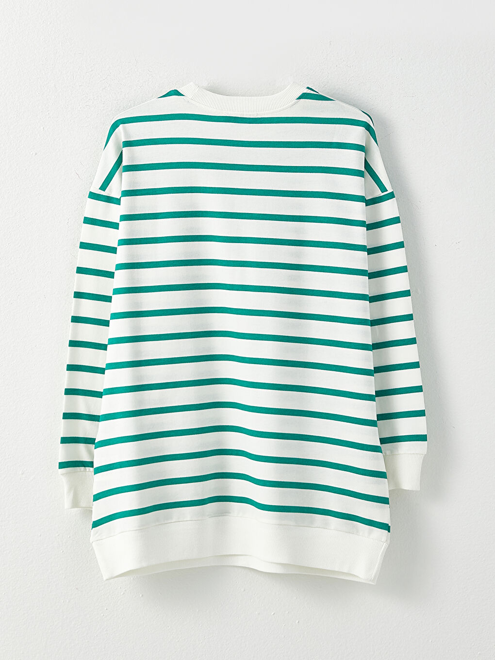 Yeşil Çizgili Oversize Kadın Sweatshirt Tunik-6