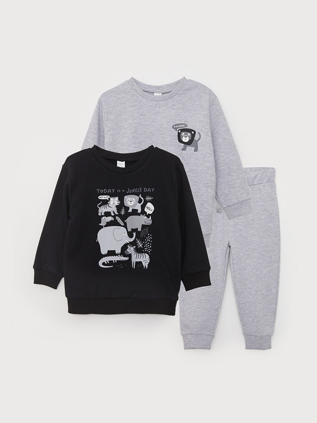 LCW baby Crew Neck Long Sleeve Printed Baby Boy 3-Pack Set -W2FM09Z1-CVL