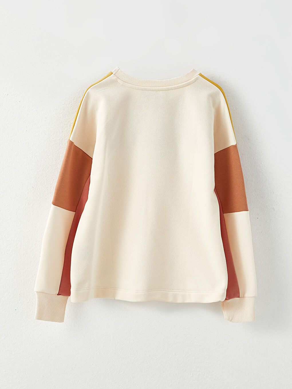 Bej Bisiklet Yaka Baskılı Uzun Kollu Kız Çocuk Sweatshirt-3