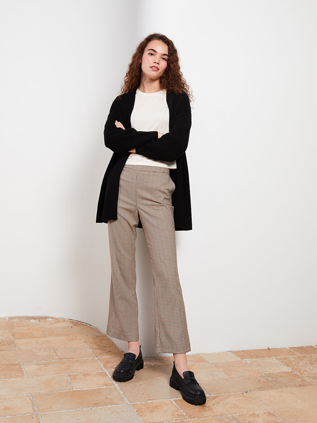 Spanish Leg Plaid Women's Trousers -W2FM21Z8-LLL