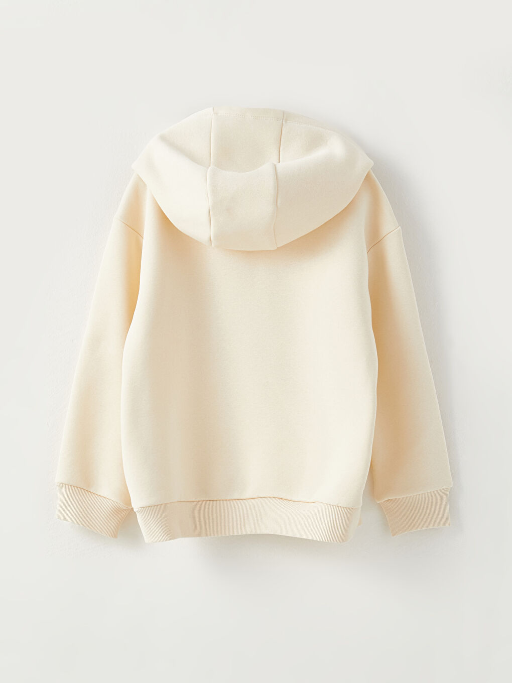 Bej Kapüşonlu Baskılı Uzun Kollu Kız Çocuk Sweatshirt-3