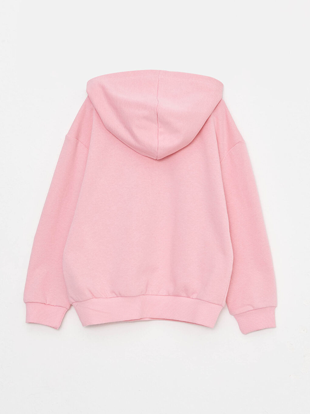 Pembe Kapüşonlu Baskılı Uzun Kollu Kız Çocuk Sweatshirt-1