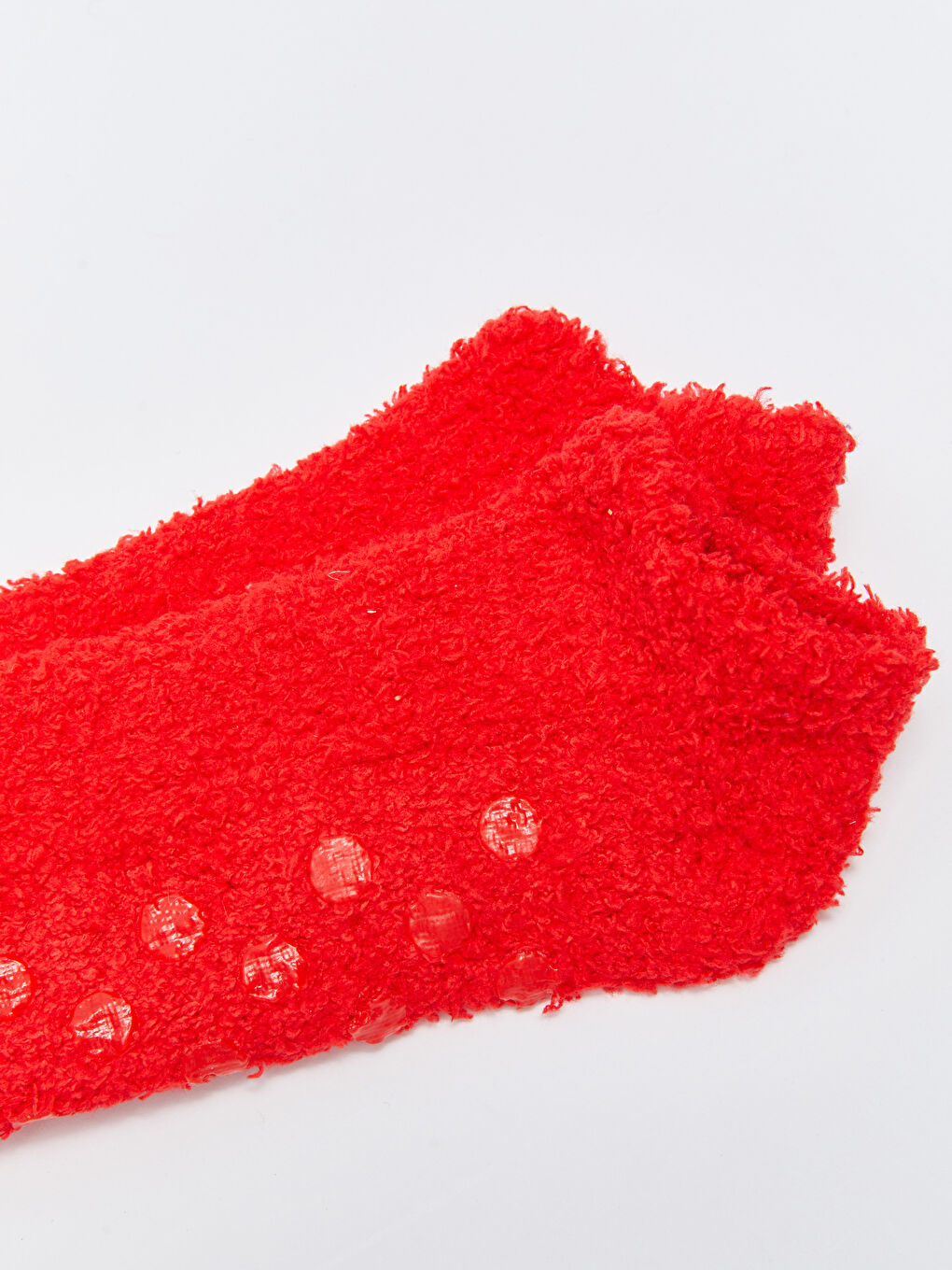 Kırmızı Kadın Düz Ev Çorabı-2