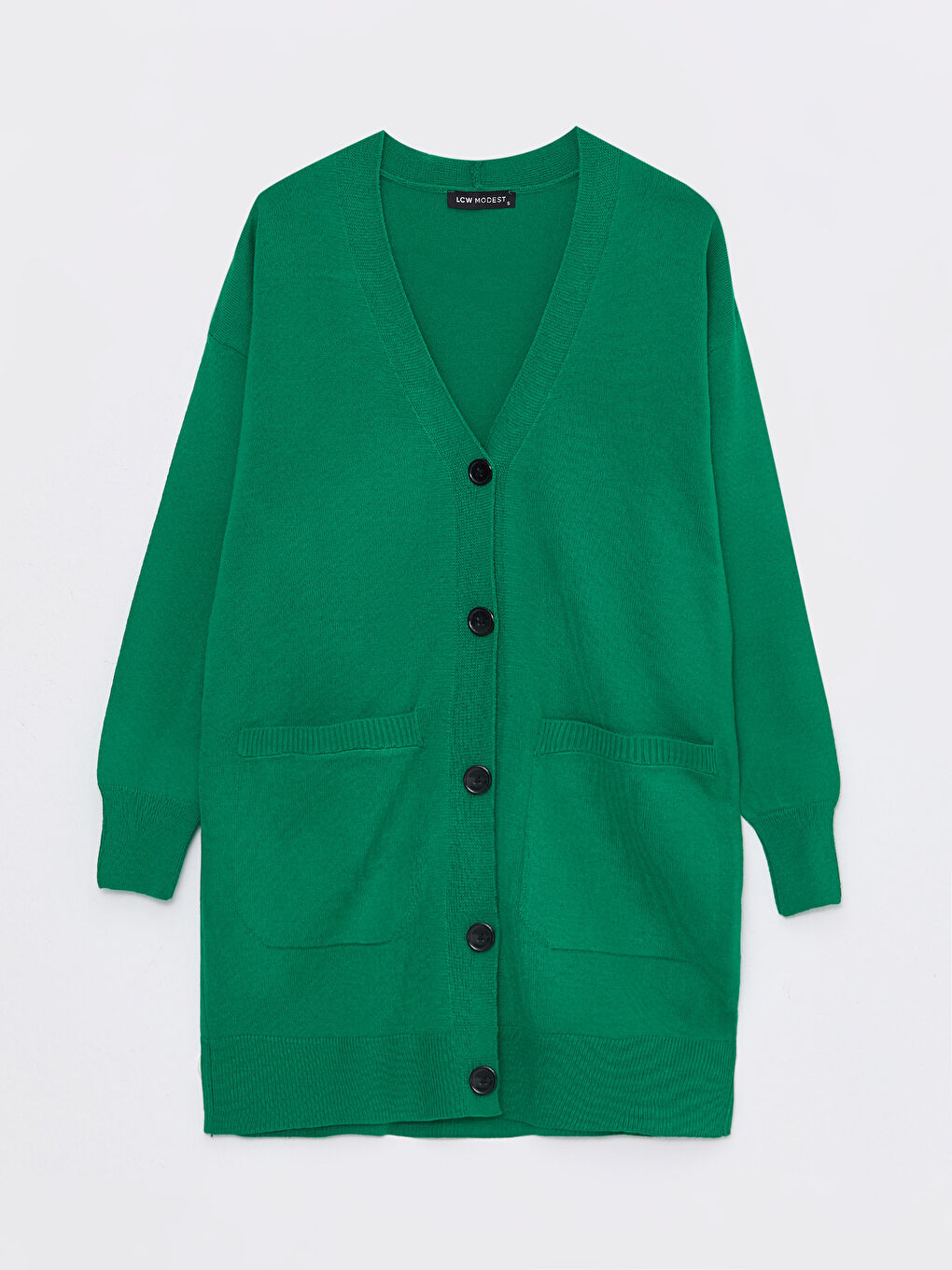 Yeşil V Yaka Kadın Triko Hırka-5