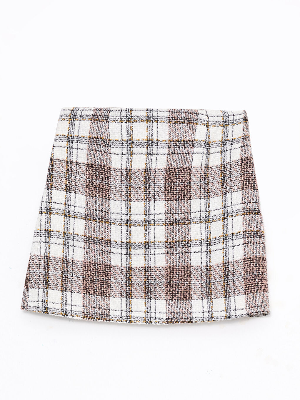 Pembe Ekose Kadın Etek-7