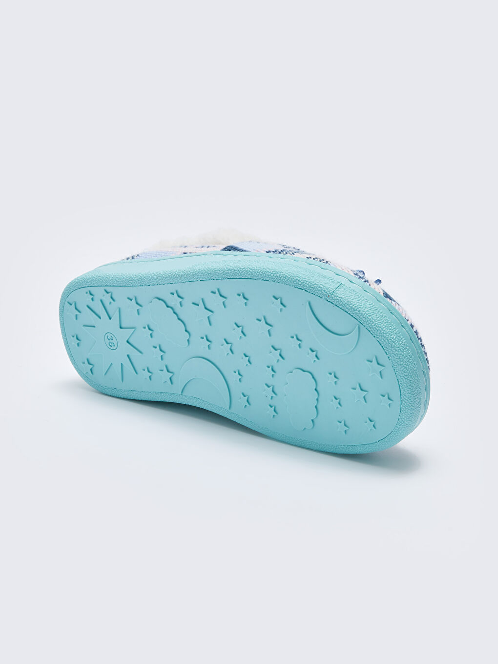 Mavi Ekose Desenli Kadın Ev Ayakkabısı-3