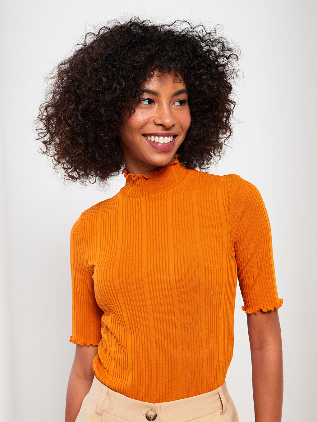 Half Turtleneck Straight Short Sleeve Women's Sweater