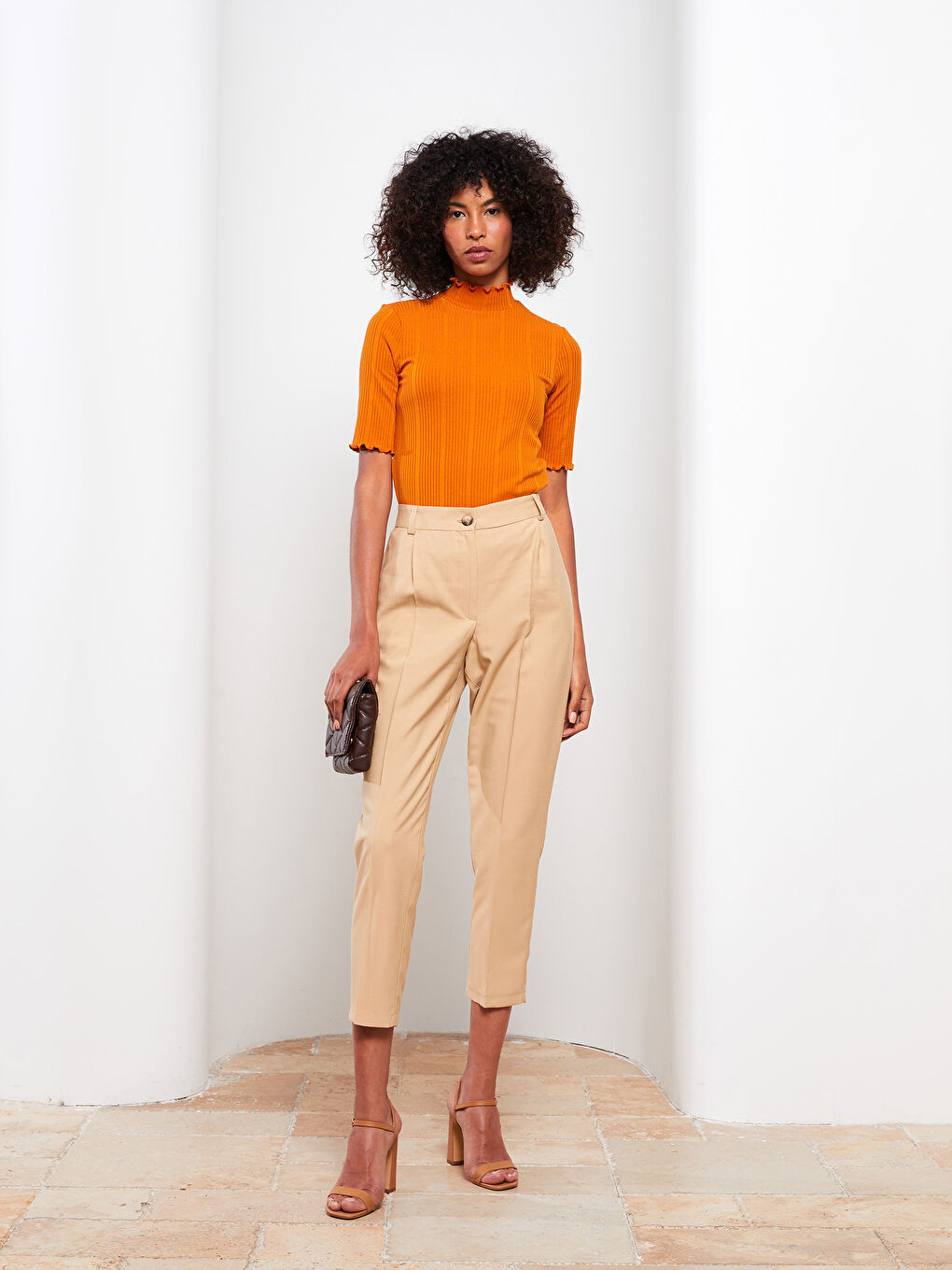 Half Turtleneck Straight Short Sleeve Women's Sweater-2