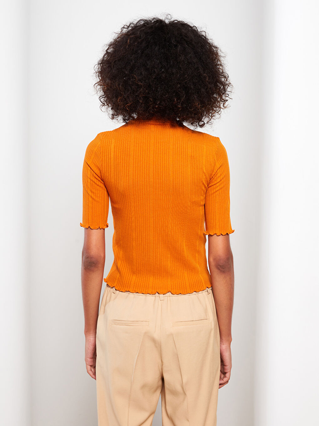 Half Turtleneck Straight Short Sleeve Women's Sweater-4