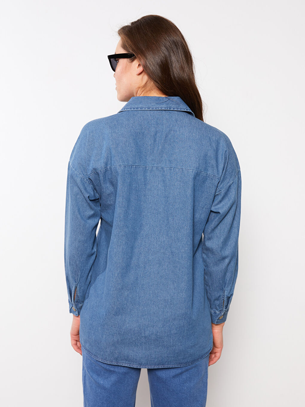 Cămașă din denim pentru maternitate Rodeo cu nasturi, mânecă lungă, lejeră-4