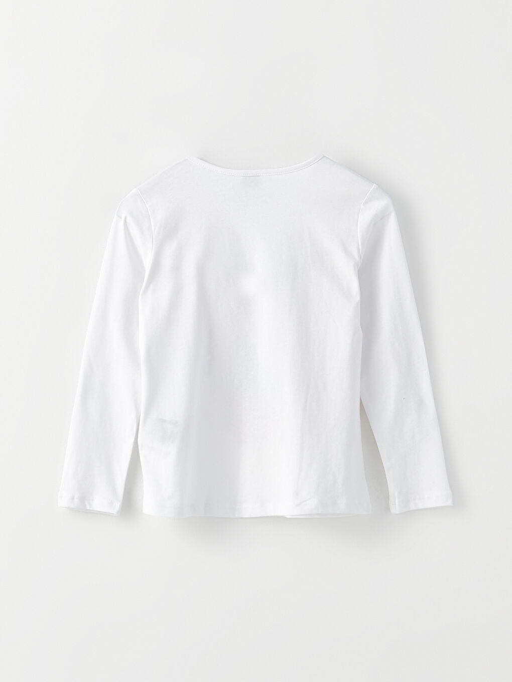 Crew Neck Printed Long Sleeve Cotton Girl T-shirt-1