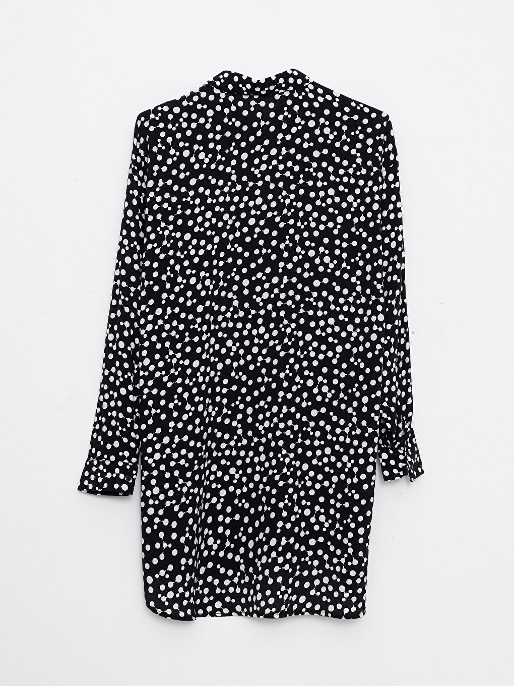 Siyah Desenli Uzun Kollu Viskon Kadın Gömlek-6