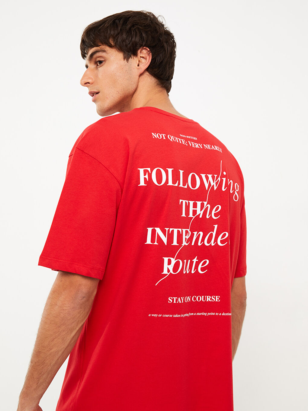 Kırmızı Bisiklet Yaka Kısa Kollu Baskılı Penye Erkek Tişört-3