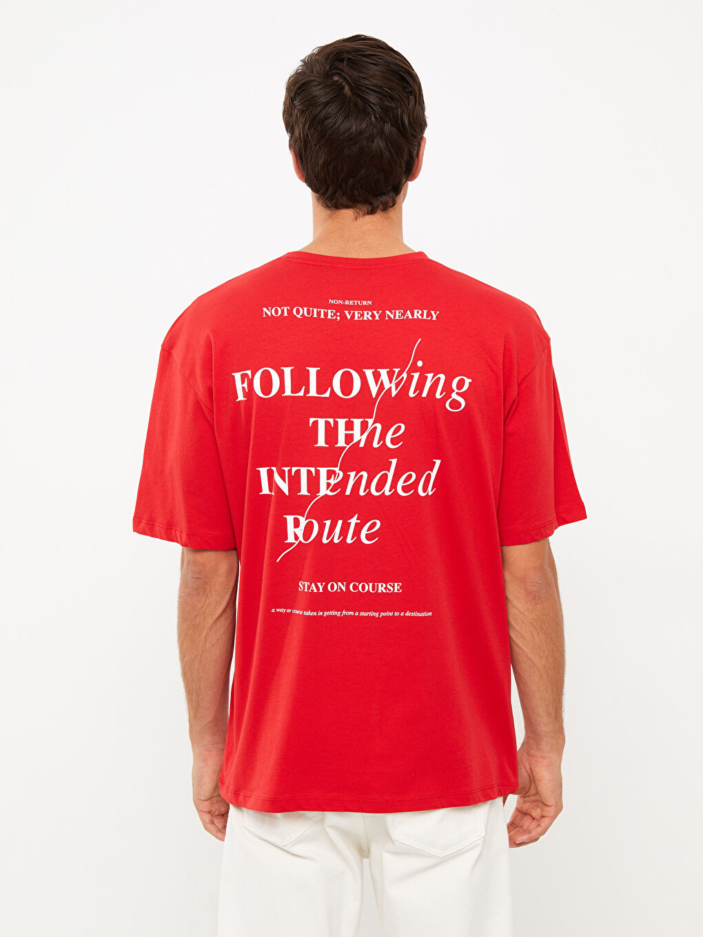 Kırmızı Bisiklet Yaka Kısa Kollu Baskılı Penye Erkek Tişört-5