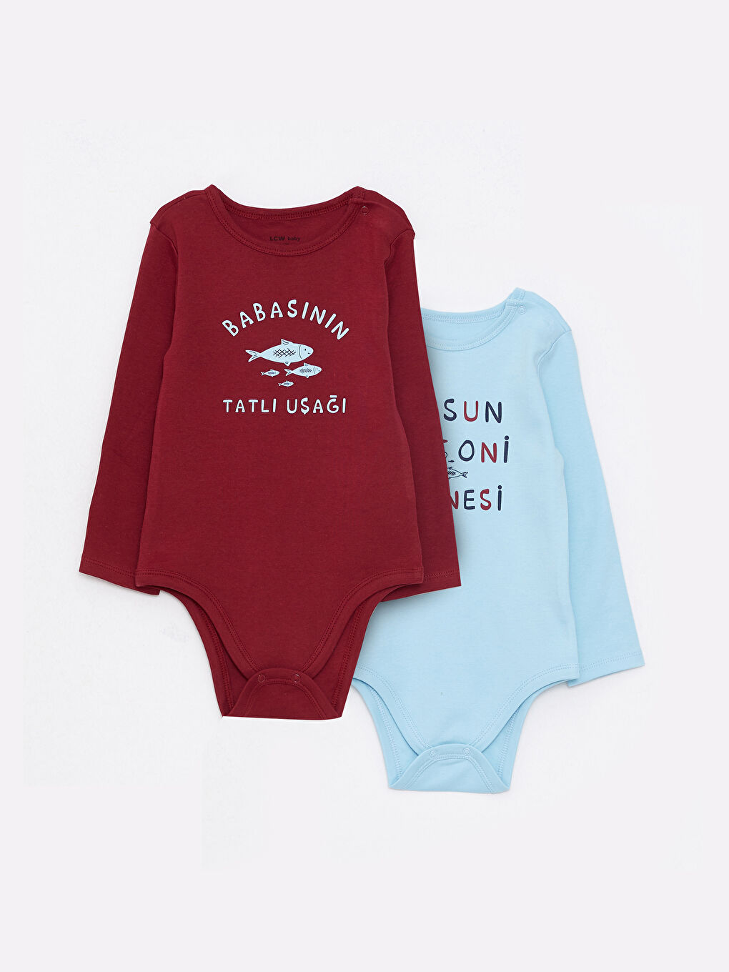 Mavi Bisiklet Yaka Uzun Kollu Baskılı Erkek Bebek Çıtçıtlı Bodysuit  2'li