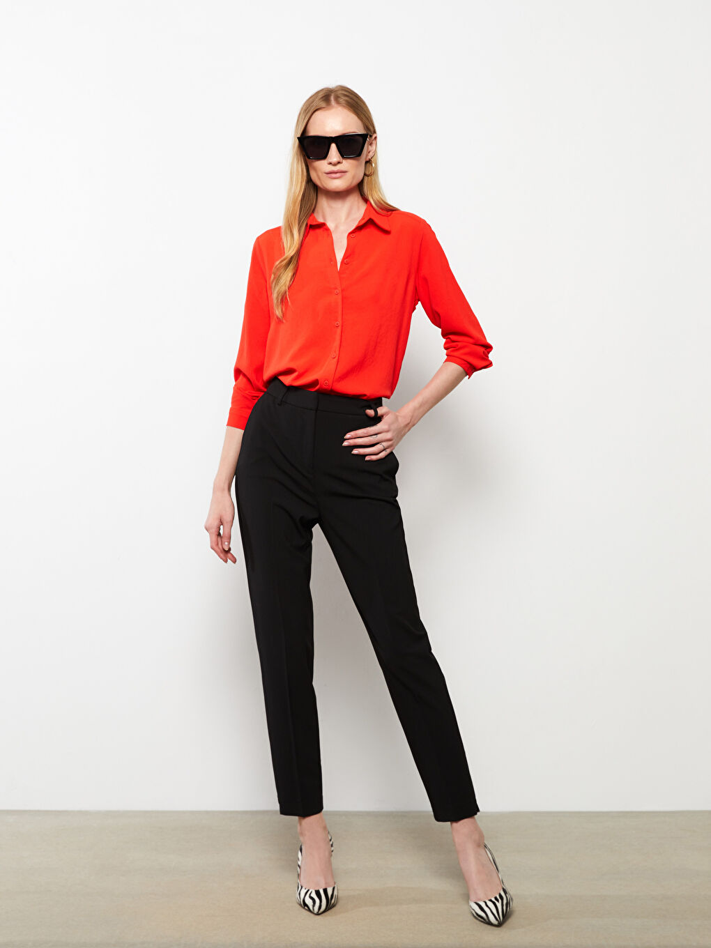 Siyah Kadın Dar Fit Düz Pantolon