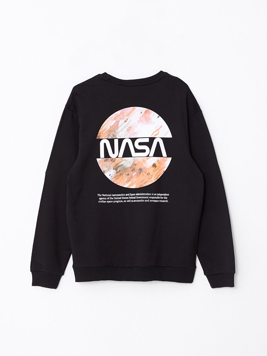 XSIDE Siyah Bisiklet Yaka Uzun Kollu Nasa Baskılı Erkek Sweatshirt - 6