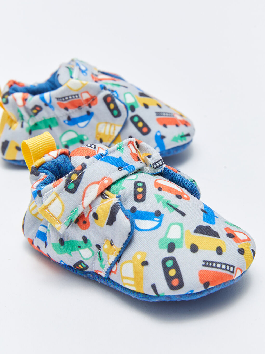 Gri Baskılı Cırt Cırtlı Erkek Bebek Yürüme Öncesi Ev Ayakkabısı-2
