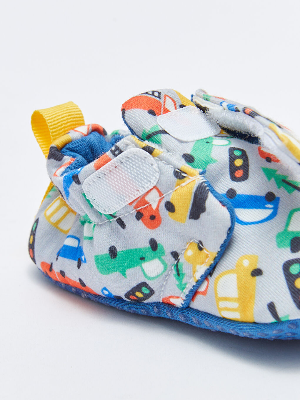 Gri Baskılı Cırt Cırtlı Erkek Bebek Yürüme Öncesi Ev Ayakkabısı-5