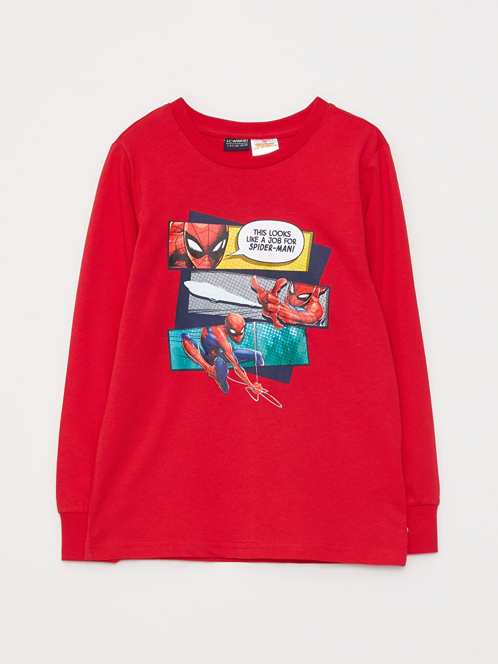 Kırmızı Bisiklet Yaka Spider-Man Baskılı Uzun Kollu Erkek Çocuk Pijama Takımı-1